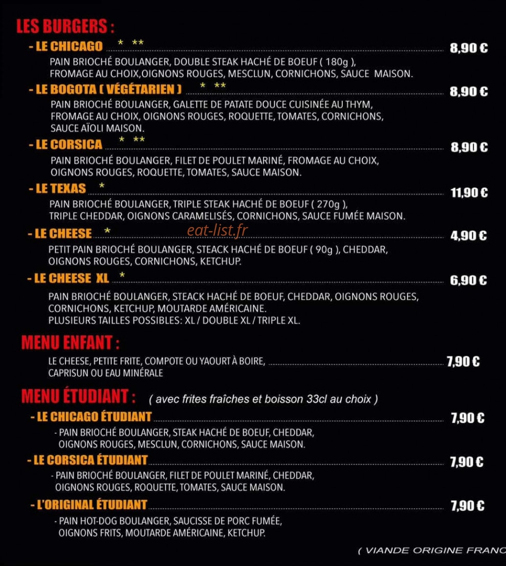 The Original Bun’s Factory — carte page 1
