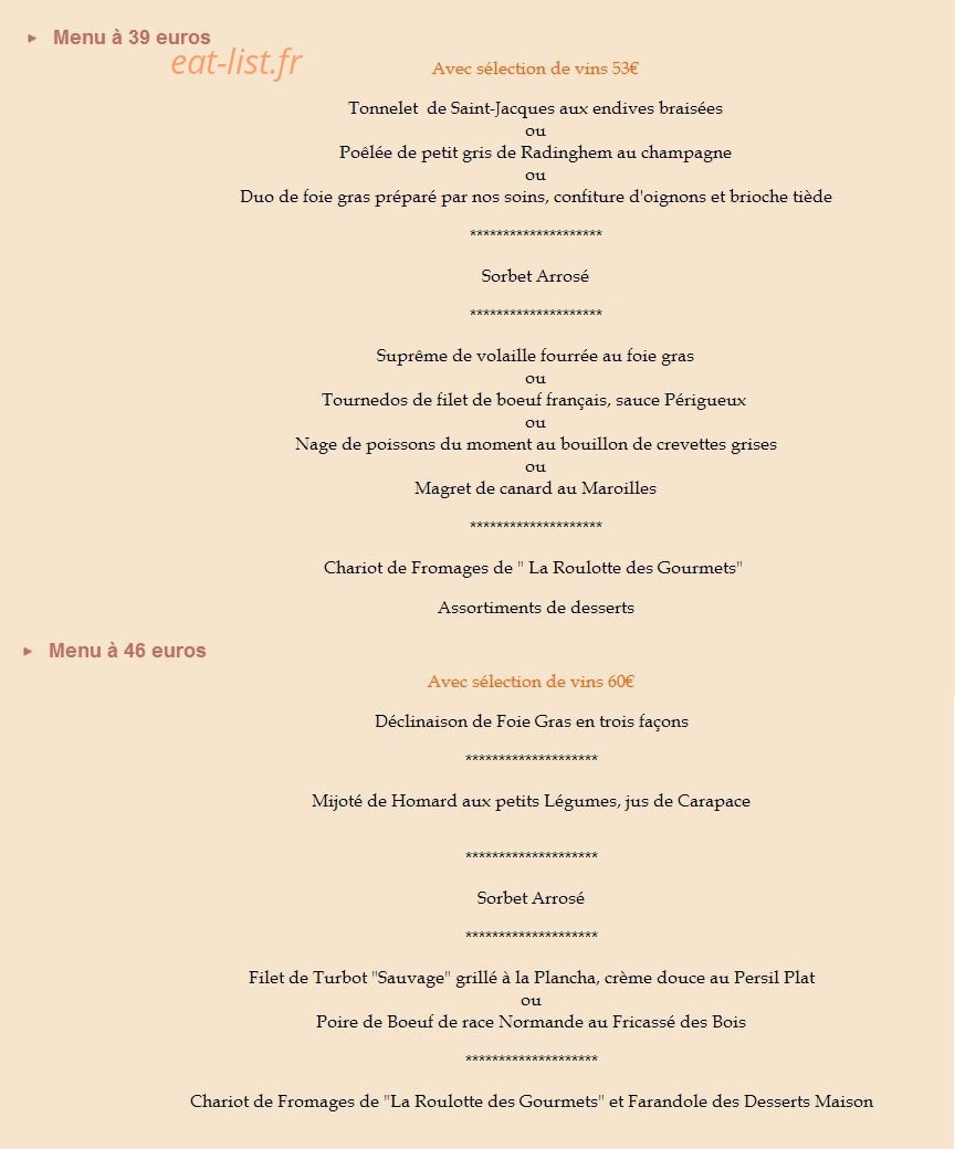 Auberge de l'Etoile — carte page 2