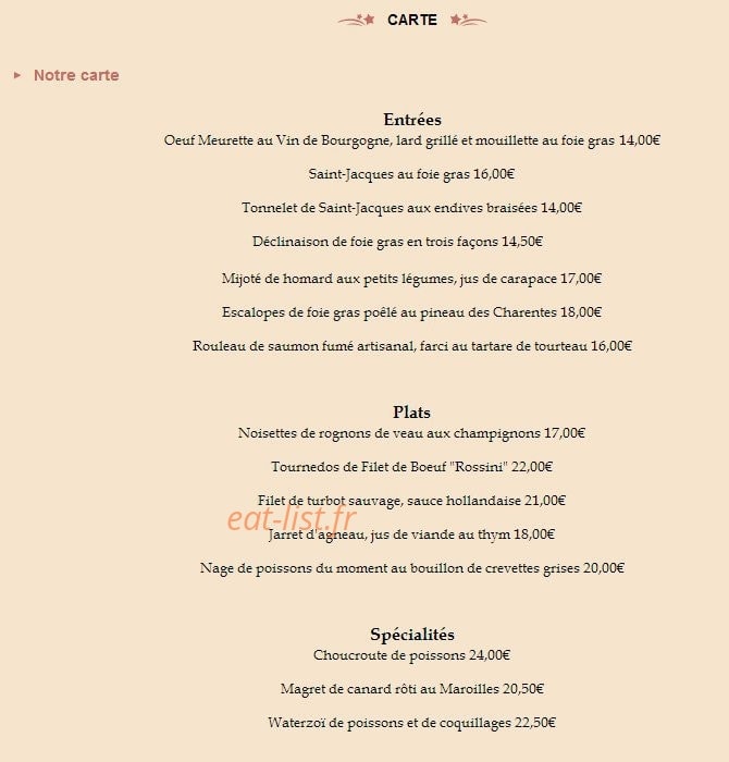 Auberge de l'Etoile — carte page 4