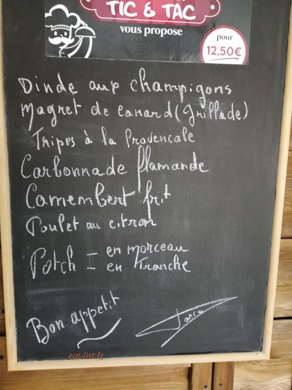 Tic et Tac Friterie — carte page 1