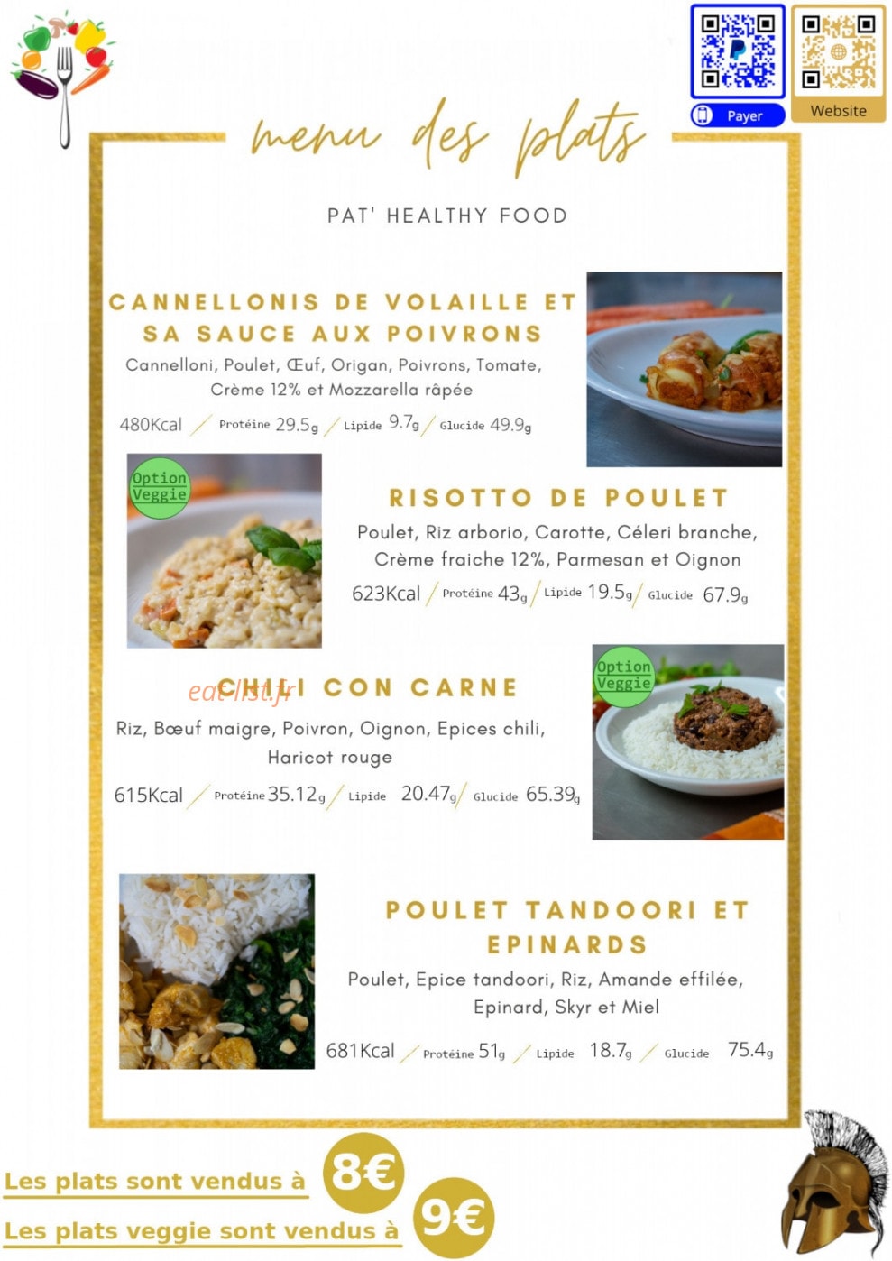 Pat’ Healthy Food — carte page 1