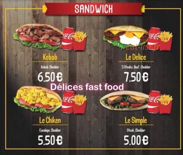 Délices fast food — carte page 3
