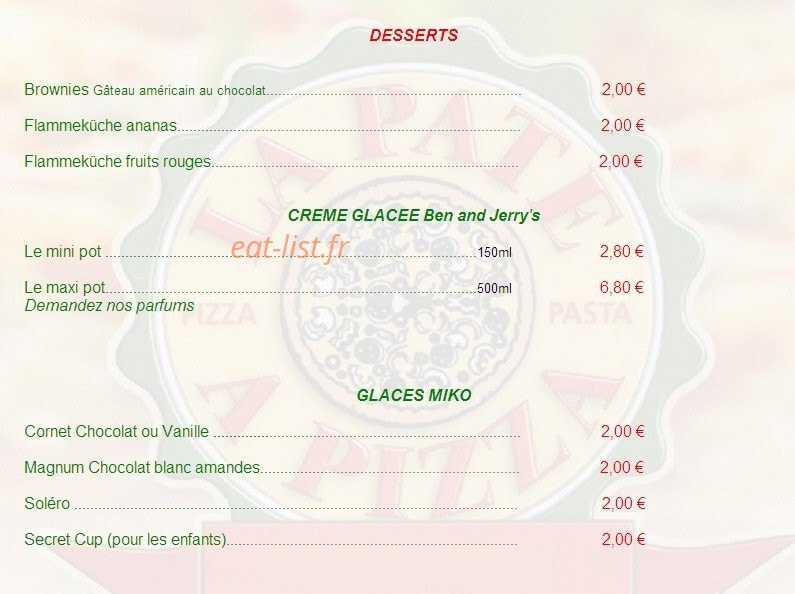 La Pâte à pizza — carte page 5