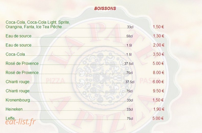La Pâte à pizza — carte page 6
