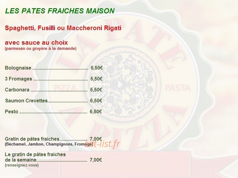 La Pâte à pizza — carte page 4