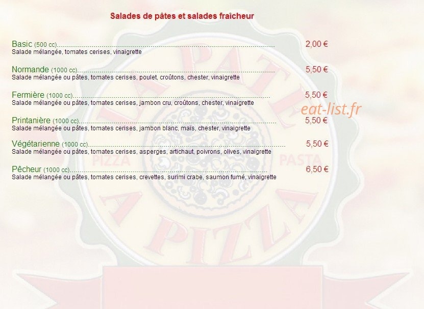 La Pâte à pizza — carte page 3