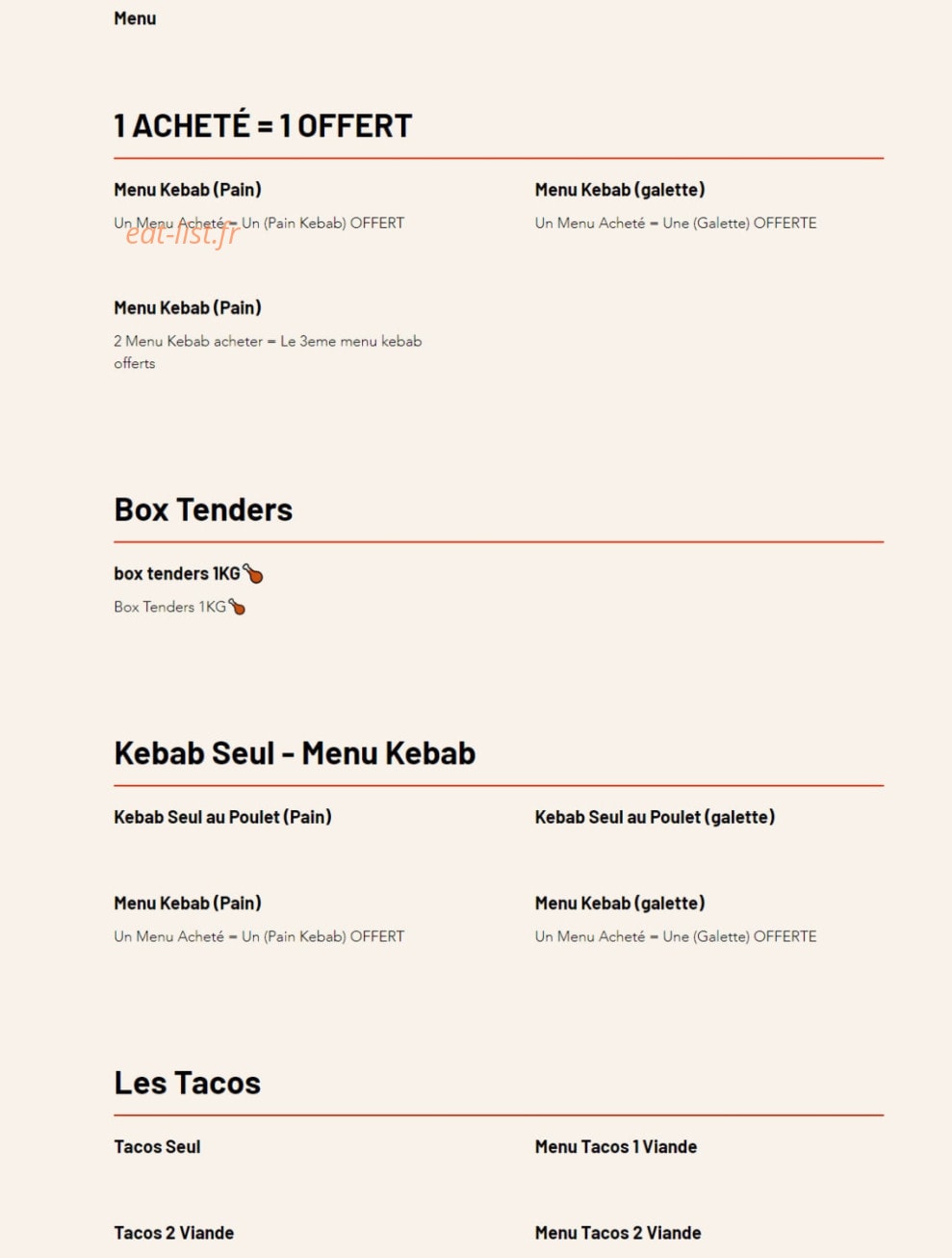 Chez Papy — carte page 1