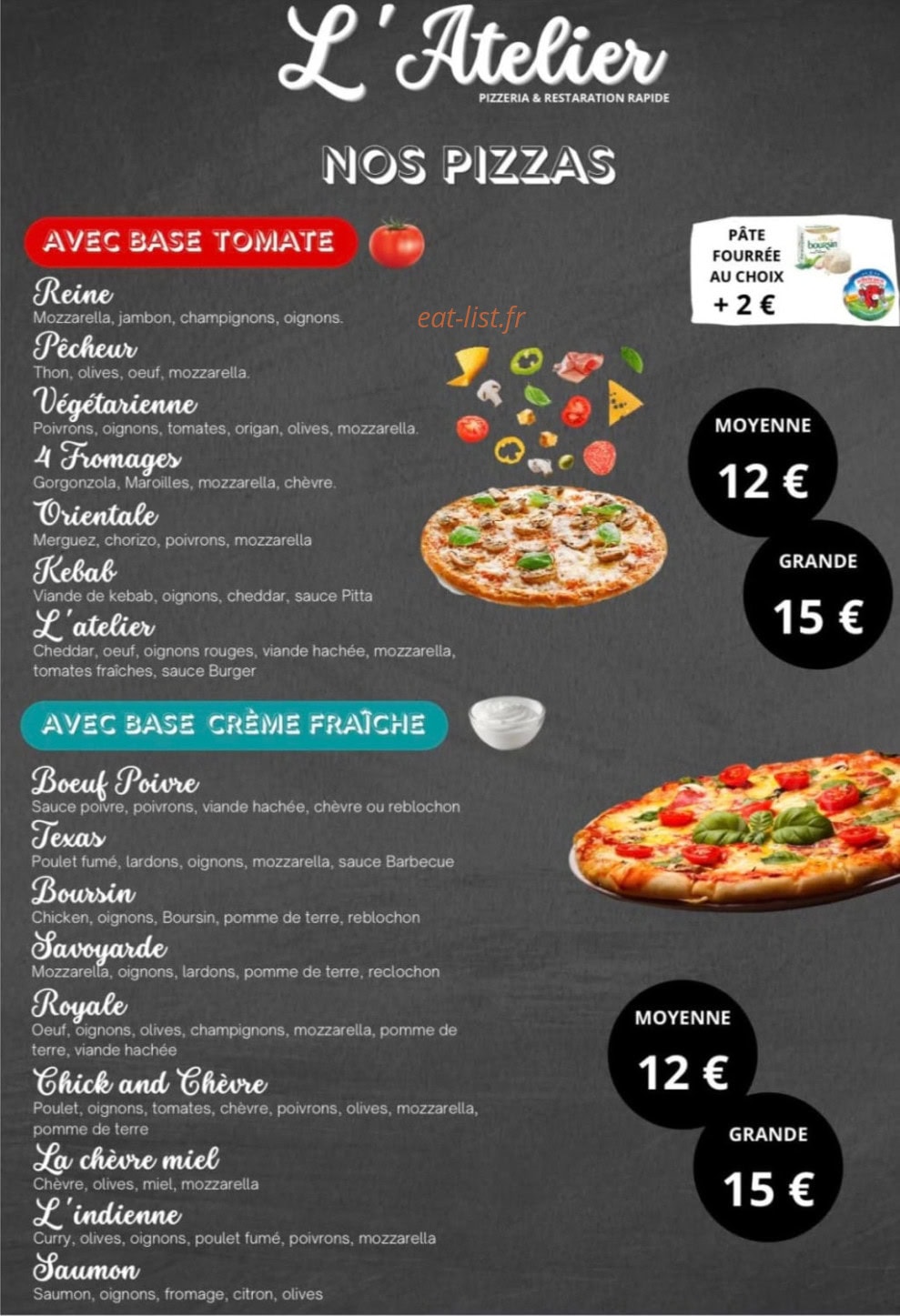 L'Atelier pizza — carte page 2
