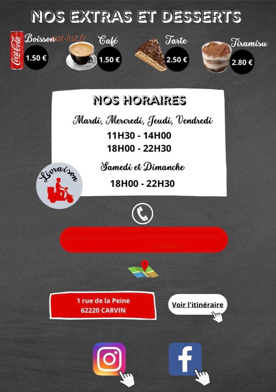 L'Atelier pizza — carte page 1