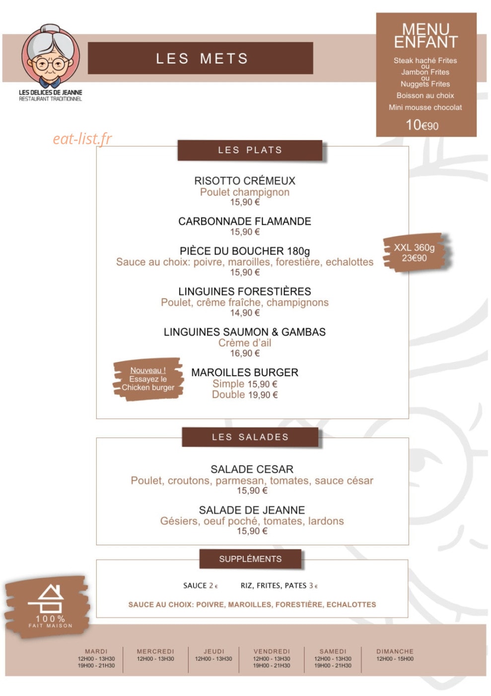 Les délices de Jeanne — carte page 2
