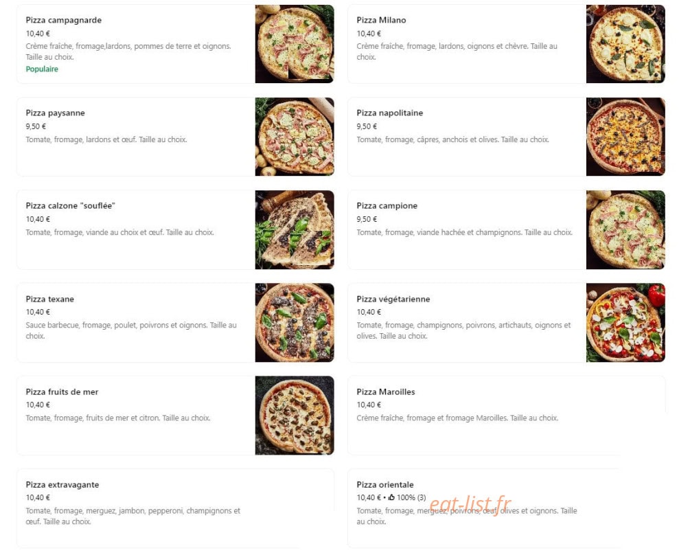 Pizza Service — carte page 2