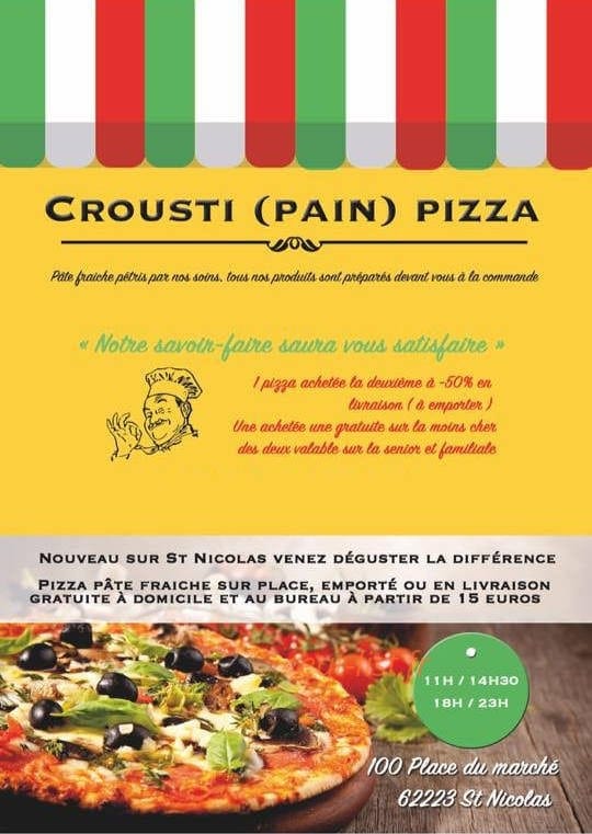 Crousti Pizza — carte page 1