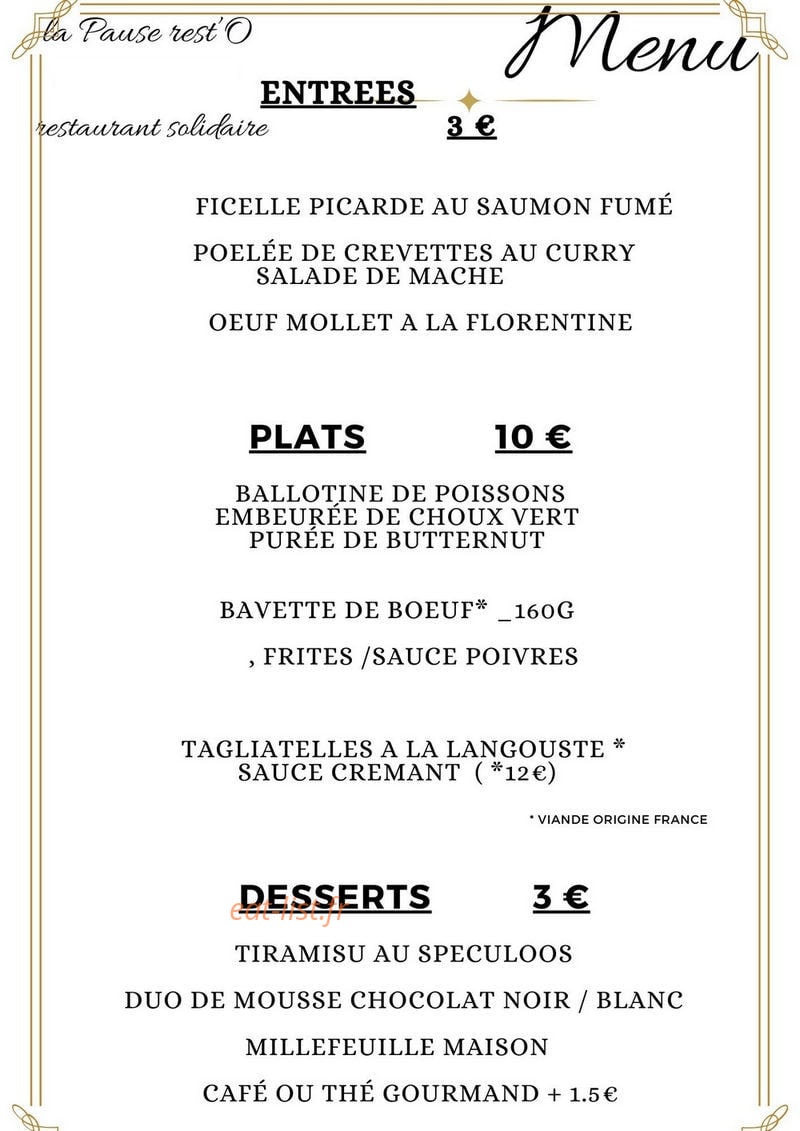 La Pause Rest’O — carte page 1