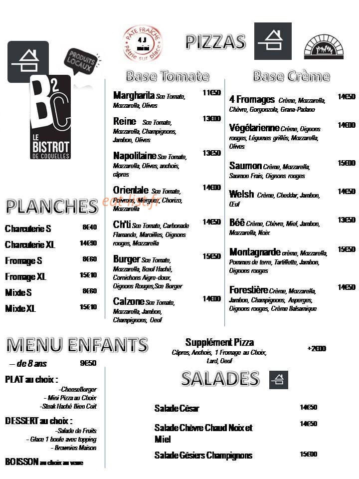 Le Bistrot De Coquelles — carte page 1