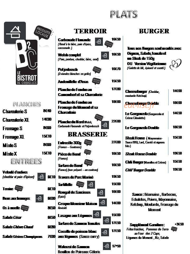 Le Bistrot De Coquelles — carte page 2