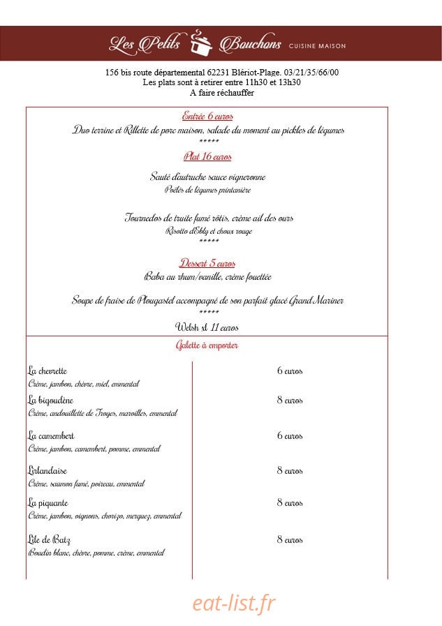 Les Petits Bouchons — carte page 1