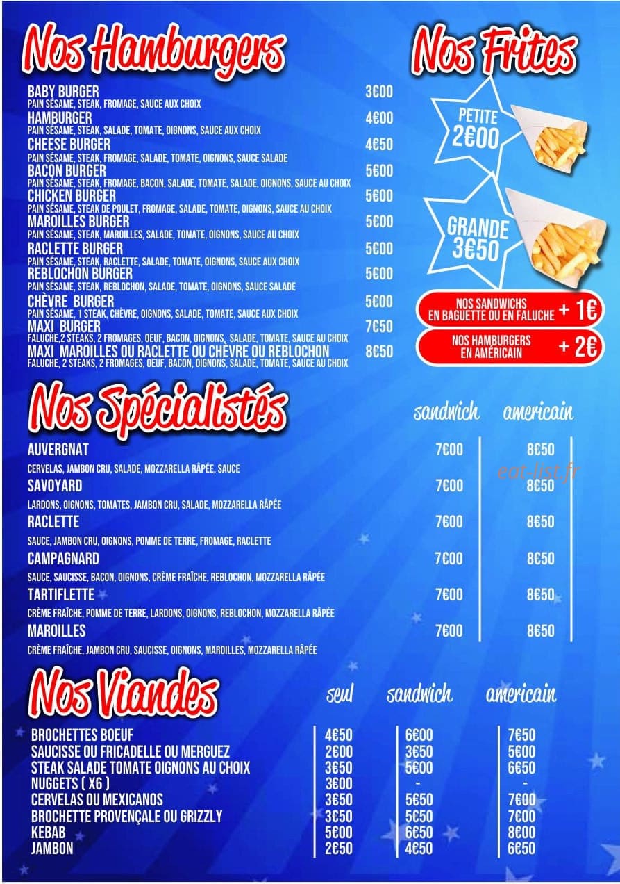 Américain Burger — carte page 2
