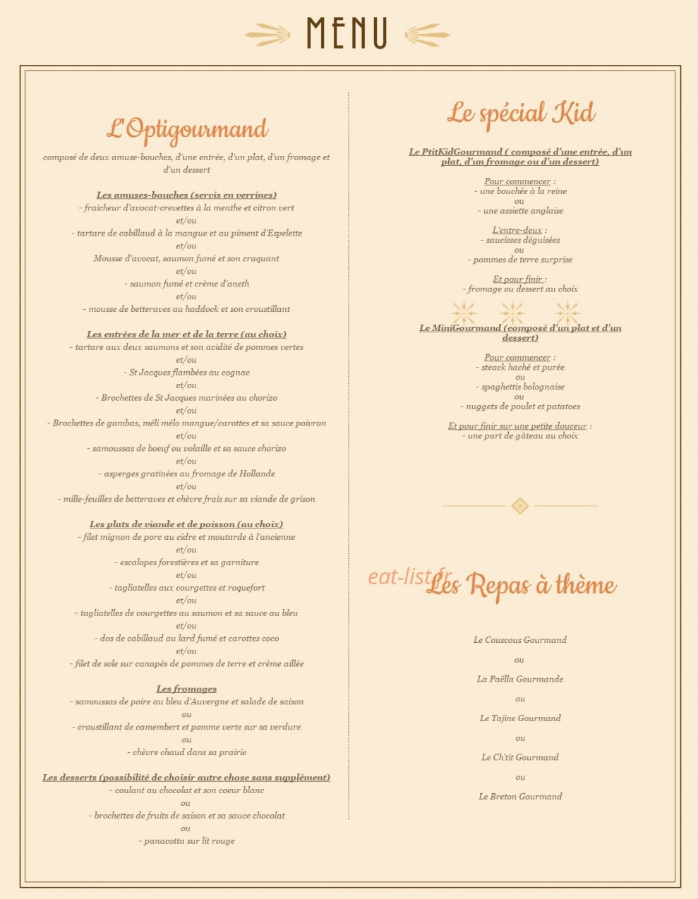 Aux Mets Gourmands — carte page 1