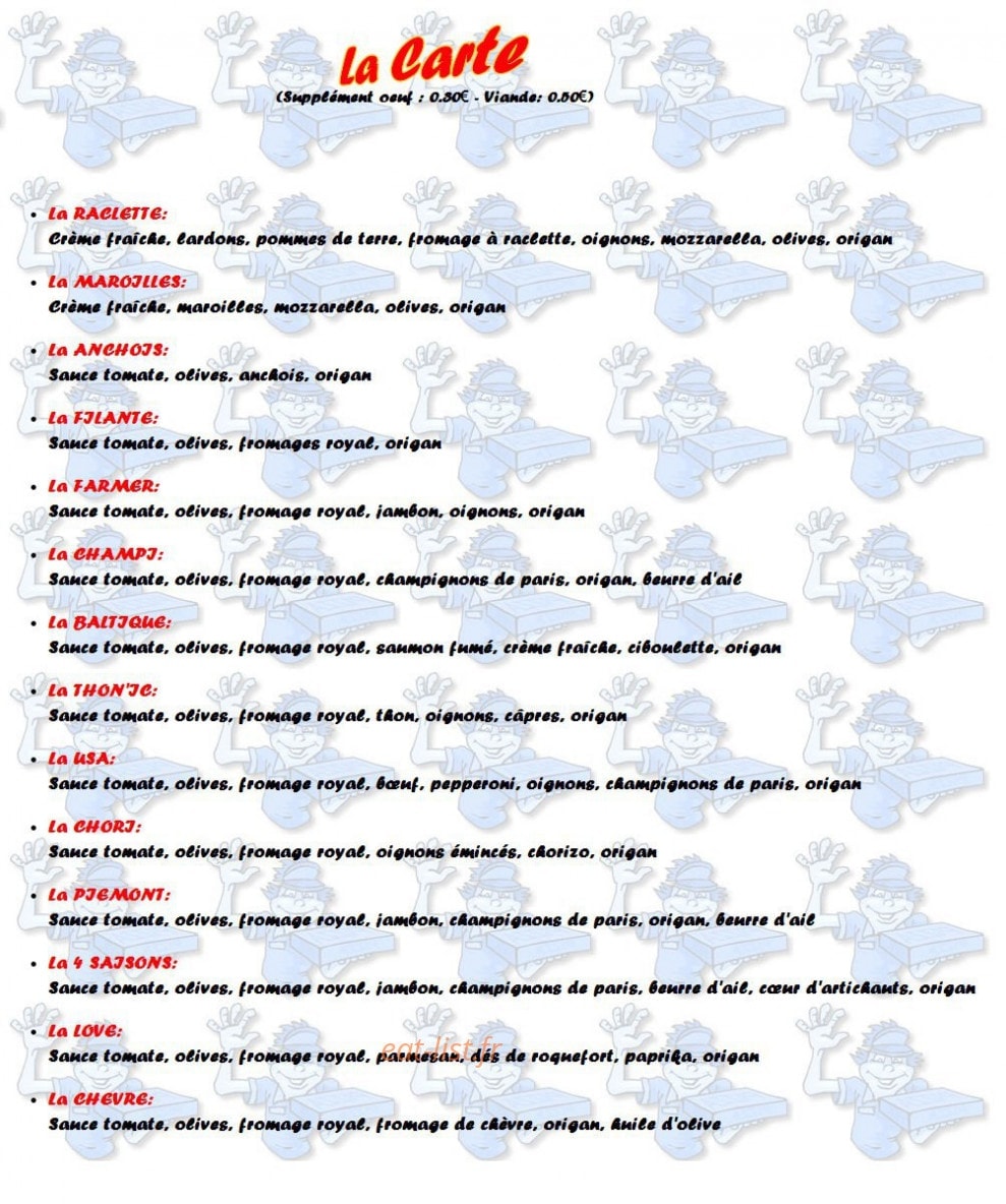 La Pata'Pizza — carte page 1