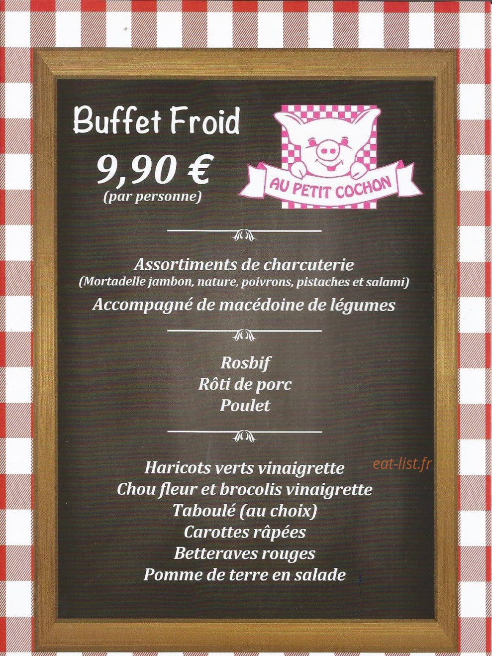 Au Petit Cochon à Vendin Les Bethune, carte-menu et photo