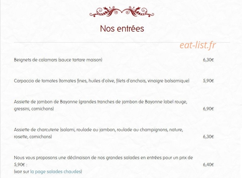Café des arts — carte page 1