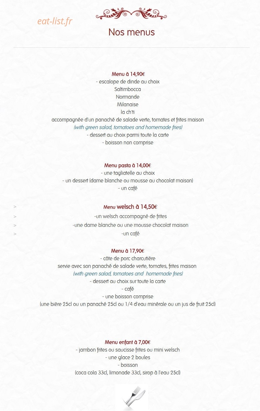 Café des arts — carte page 6