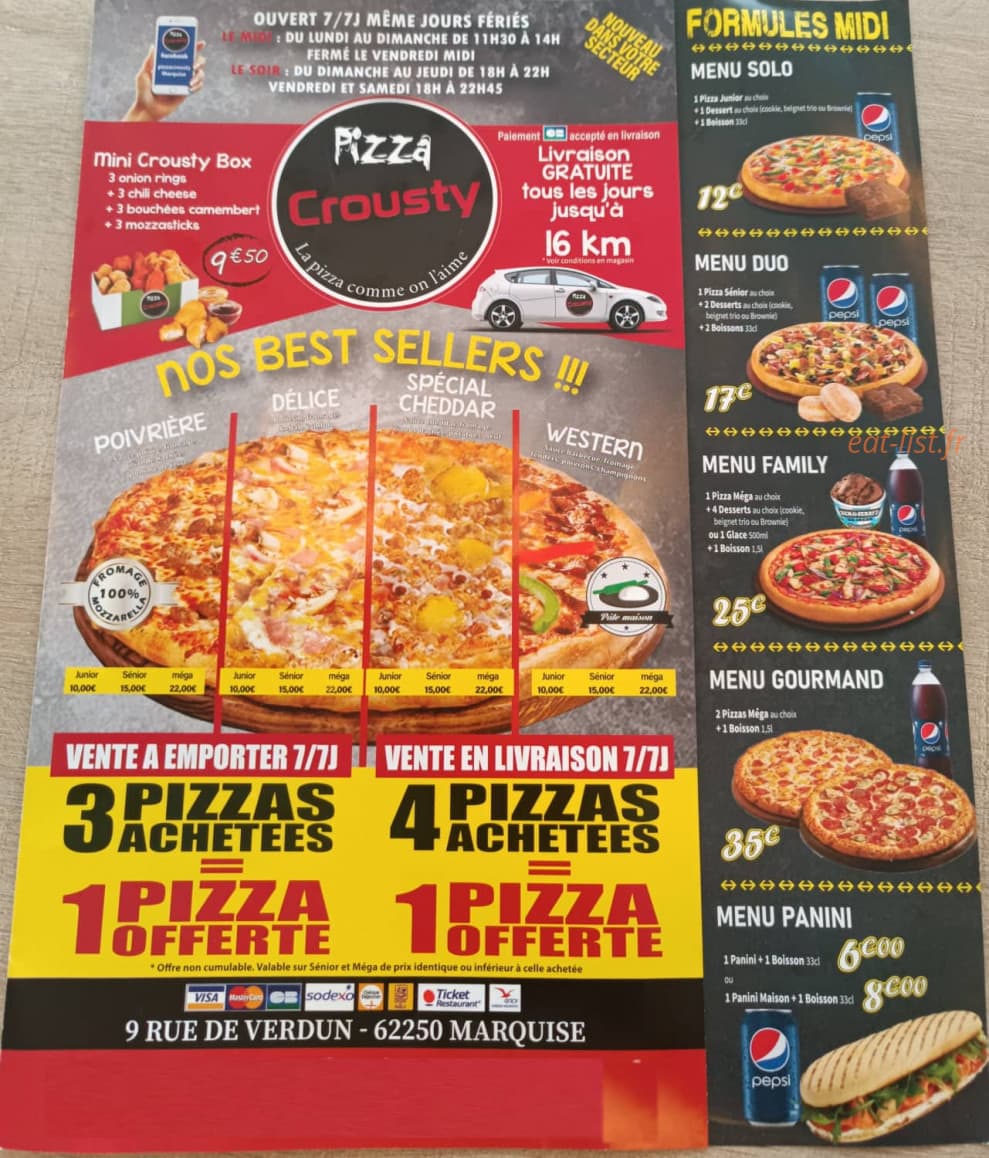 Pizza Crousty — carte page 1