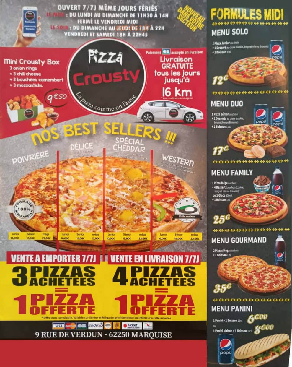 Pizza Crousty — carte page 1