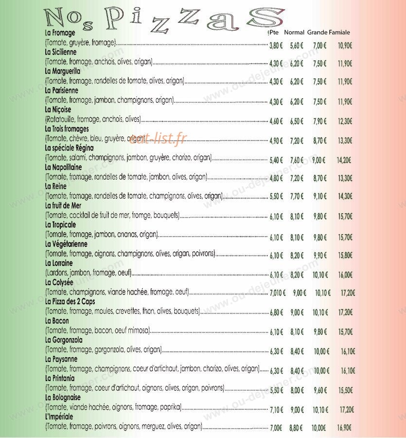 Allo PIzza des 2 Caps — carte page 1