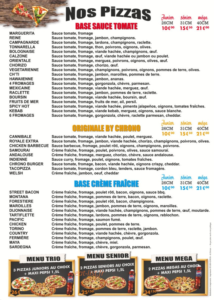 Chrono Pizza — carte page 2
