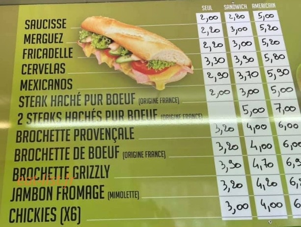 Friterie Jim — carte page 3