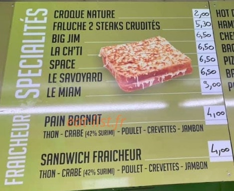 Friterie Jim — carte page 1