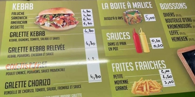 Friterie Jim — carte page 4