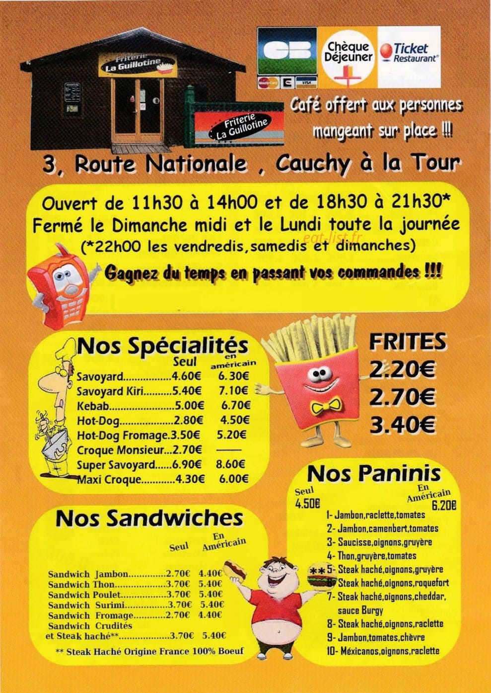 Friterie la guillotine — carte page 1