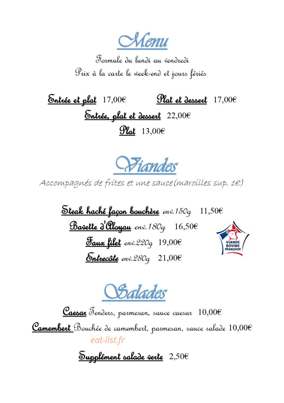 Brasserie Fréventine — carte page 4