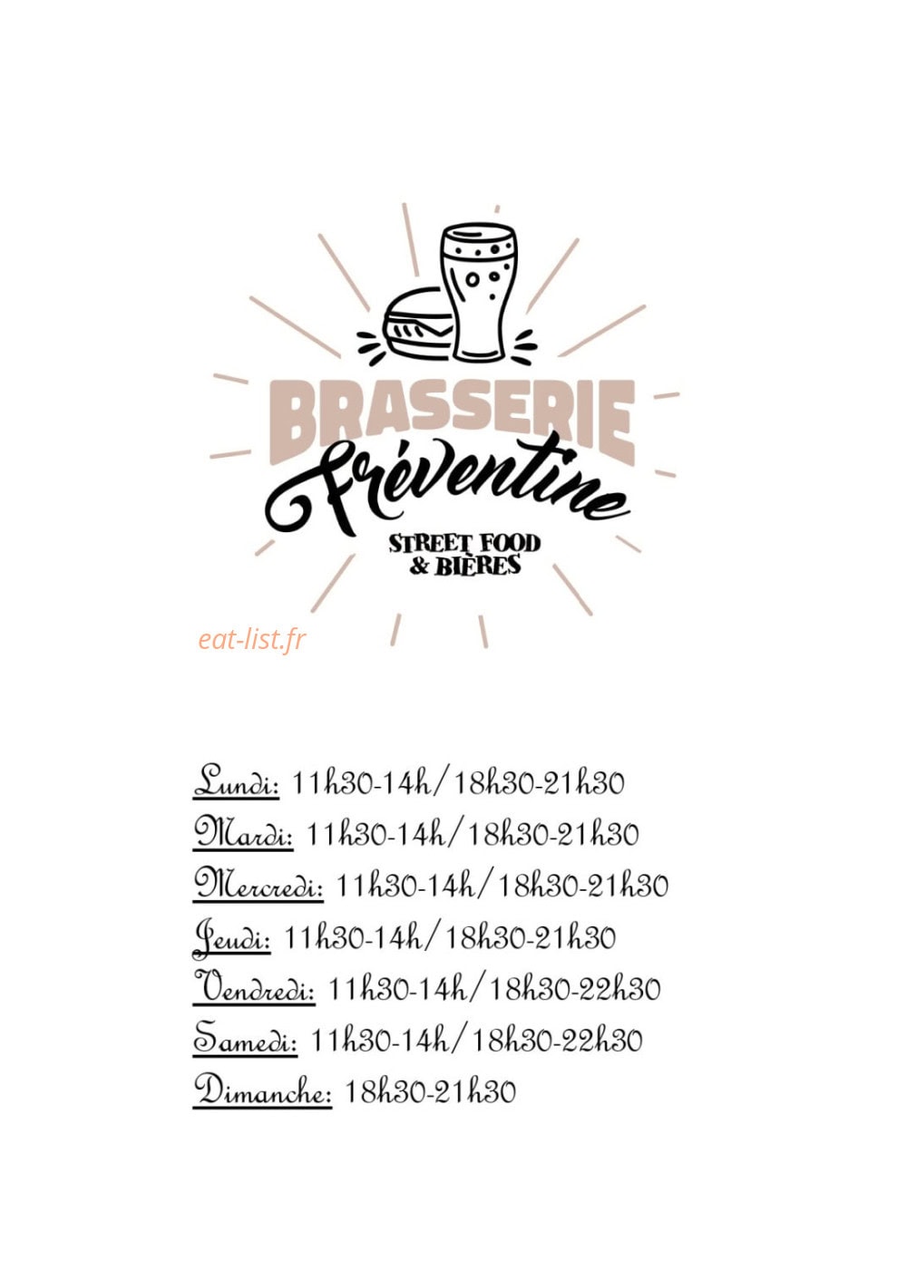 Brasserie Fréventine — carte page 1