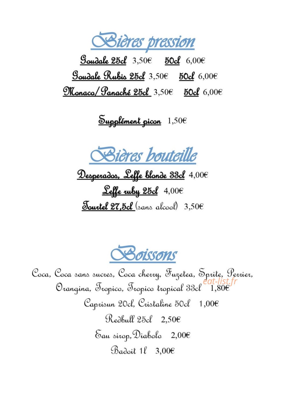 Brasserie Fréventine — carte page 7
