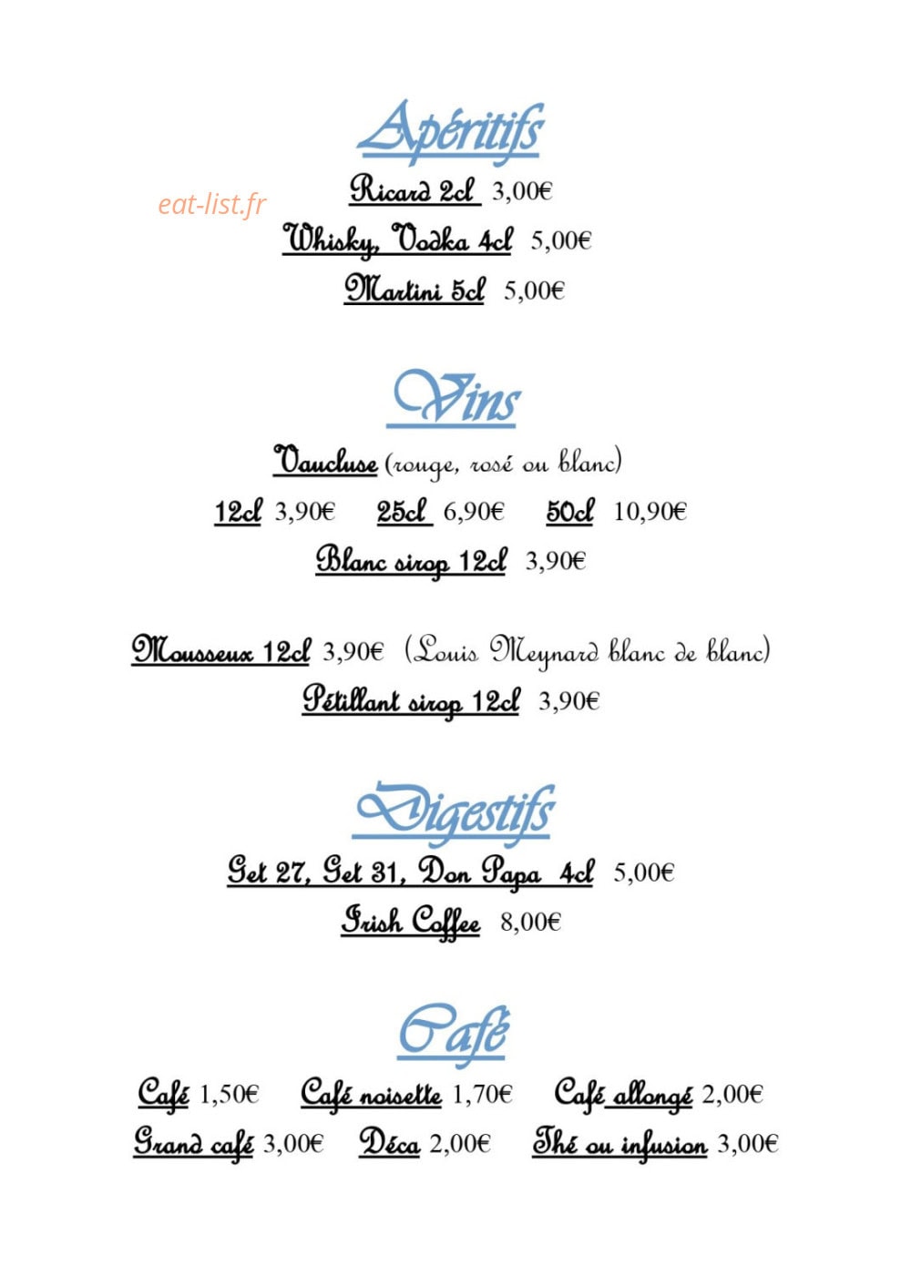 Brasserie Fréventine — carte page 6