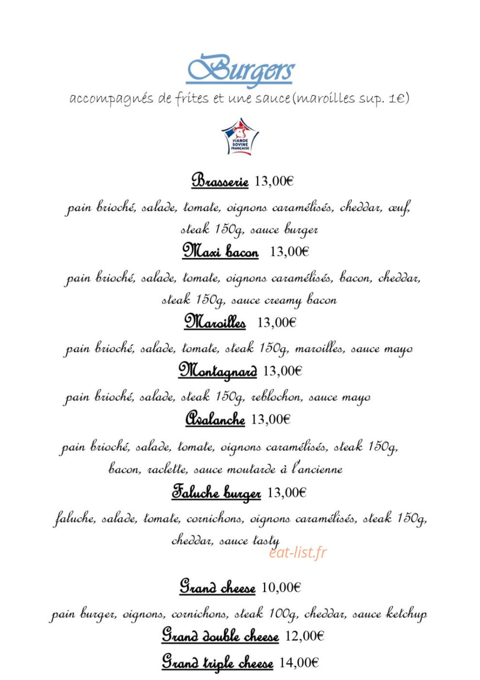 Brasserie Fréventine — carte page 2