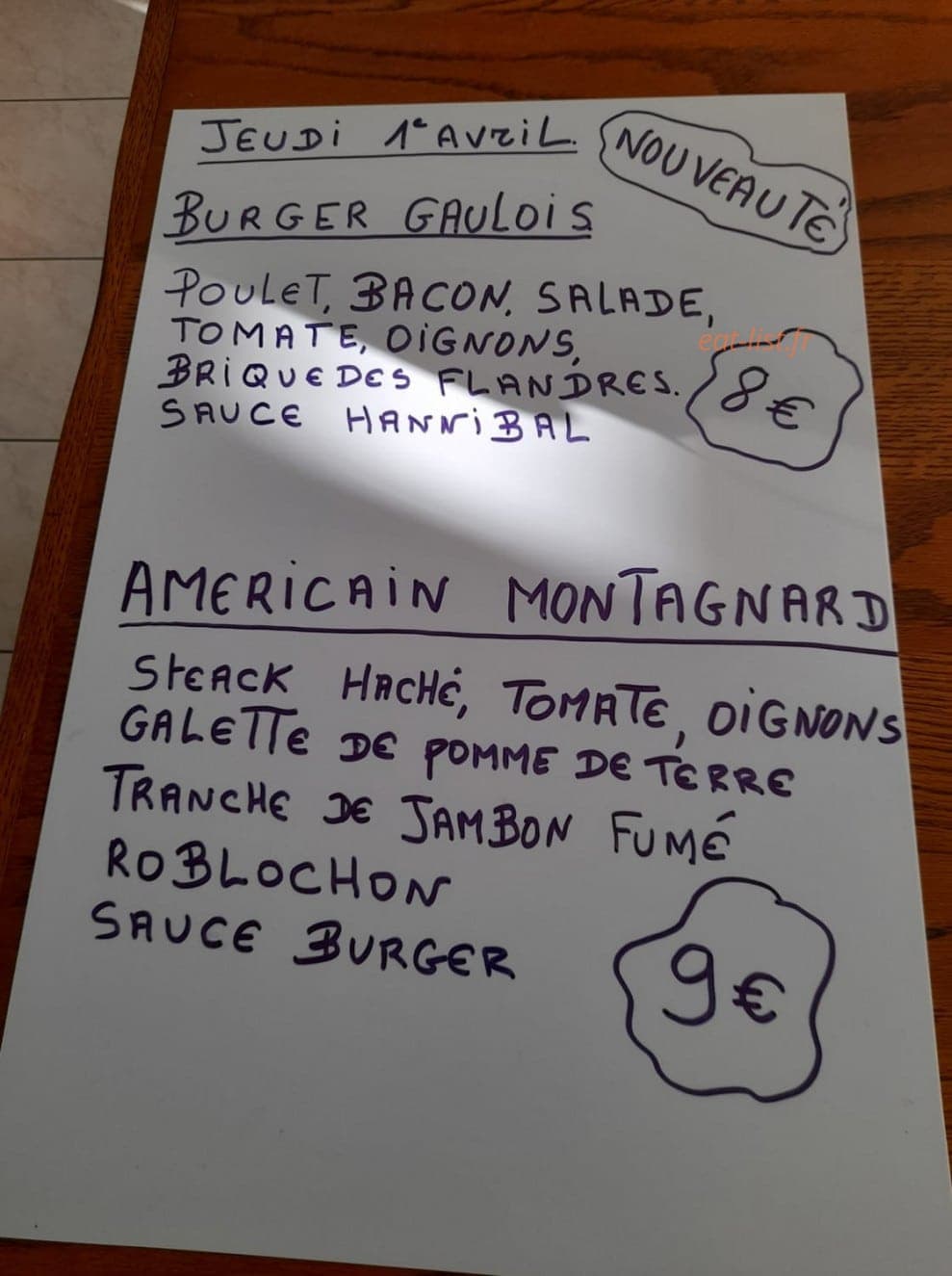 Cesar snack place — carte page 2