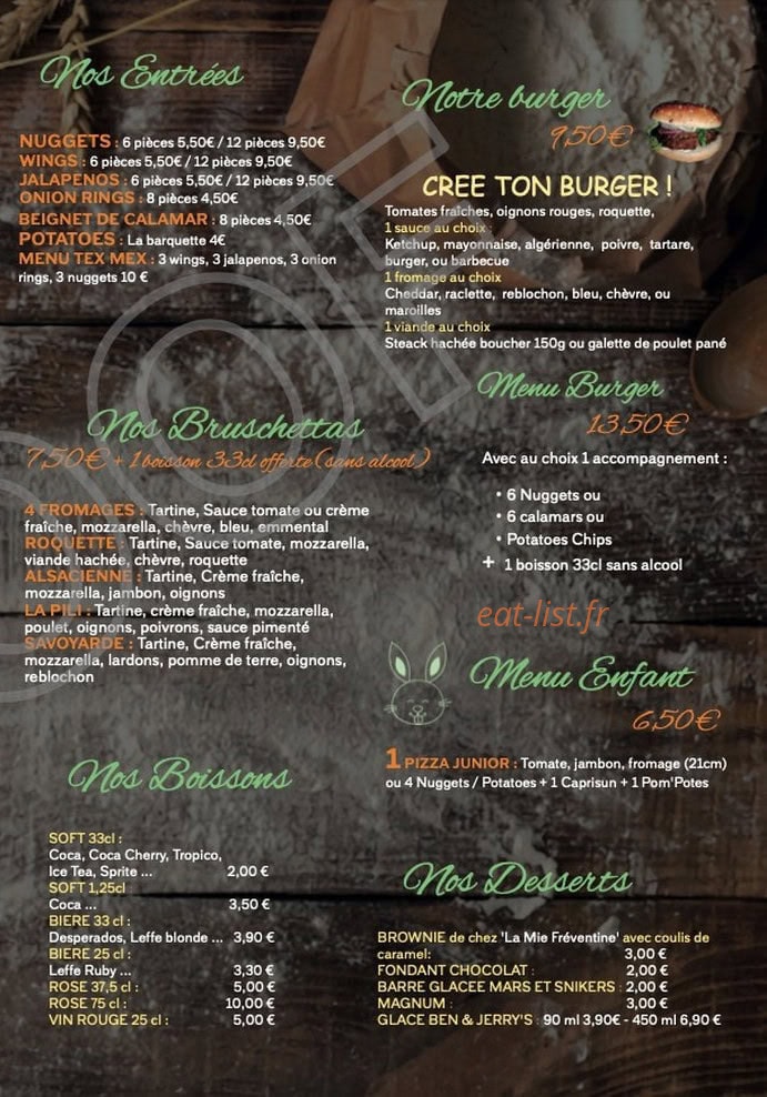 La Pizz'aiola — carte page 2