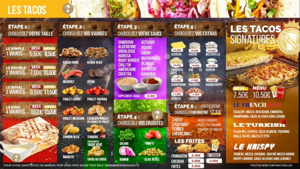 Au Royal Kebab — carte page 1
