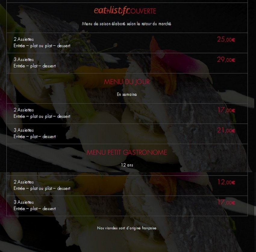 L'Atelier des Saveurs — carte page 2