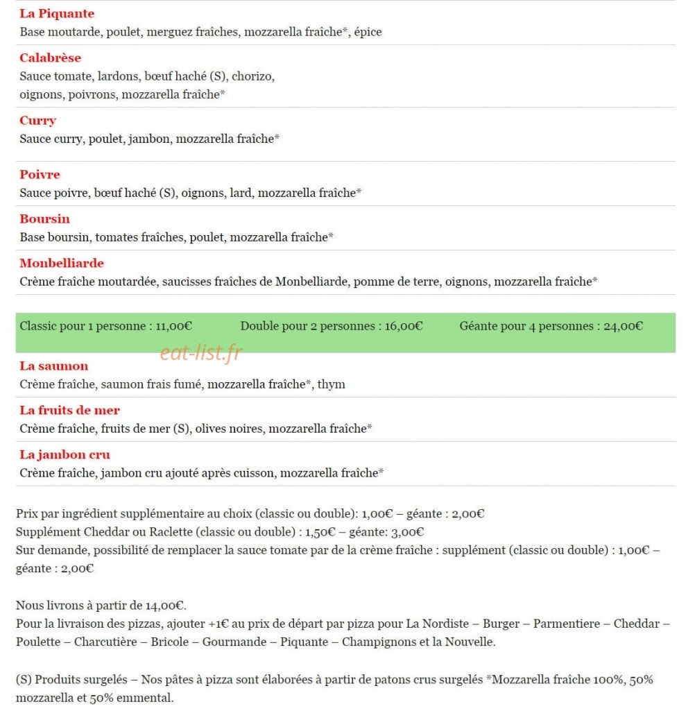 Mama's pizza — carte page 4