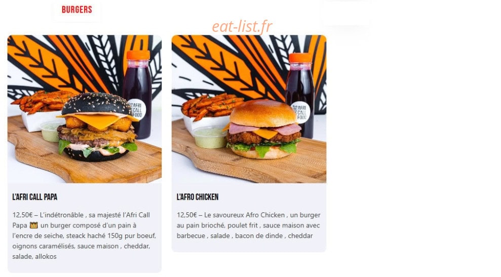 Afri Call Food — carte page 4