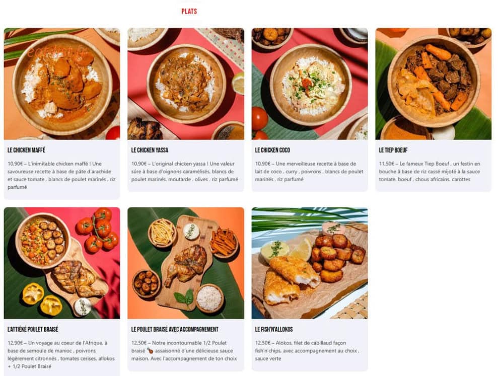 Afri Call Food — carte page 2