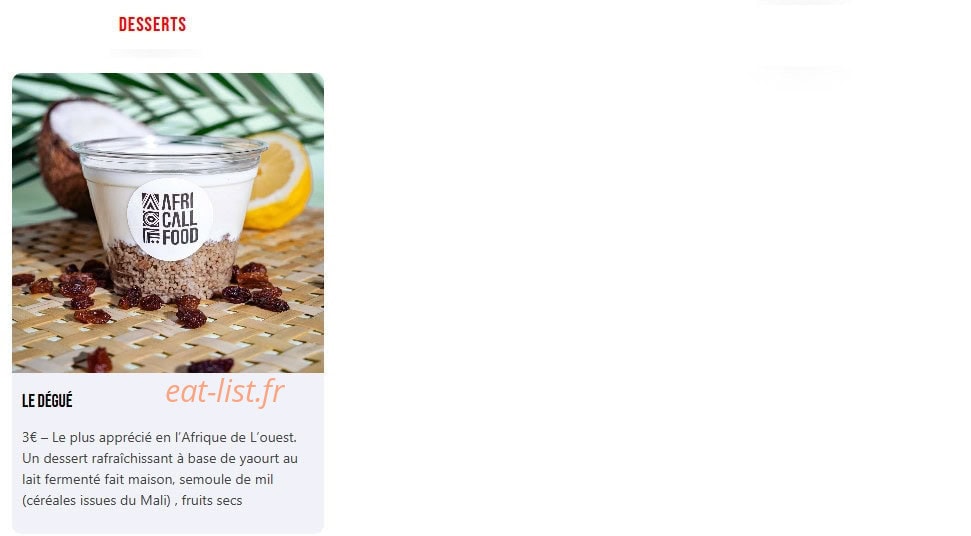 Afri Call Food — carte page 5
