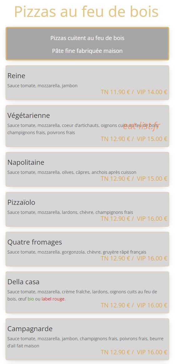 Alicia Restaurant — carte page 2