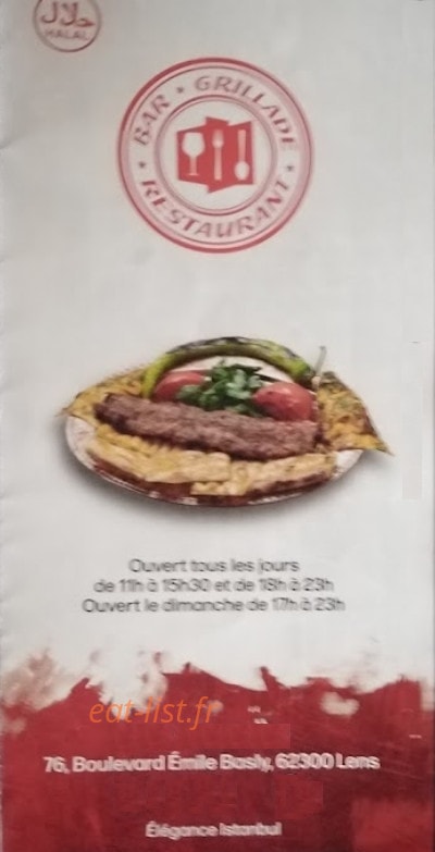Brasserie Elegance Istanbul — carte page 1