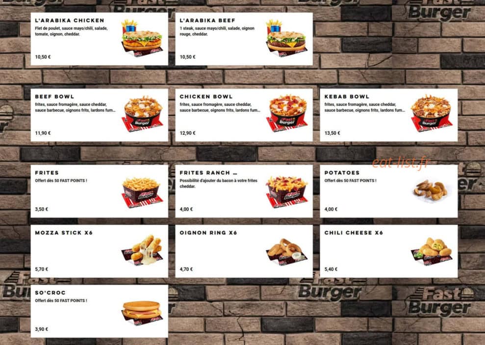 Fast Burger — carte page 3